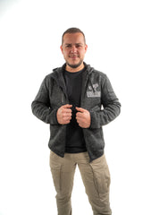 LA VESTE ZIPPÉ CHINÉ NOIR BRODÉ MECANIC