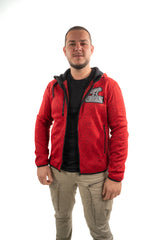 LA VESTE ZIPPÉ CHINÉ ROUGE BRODÉ MECANIC