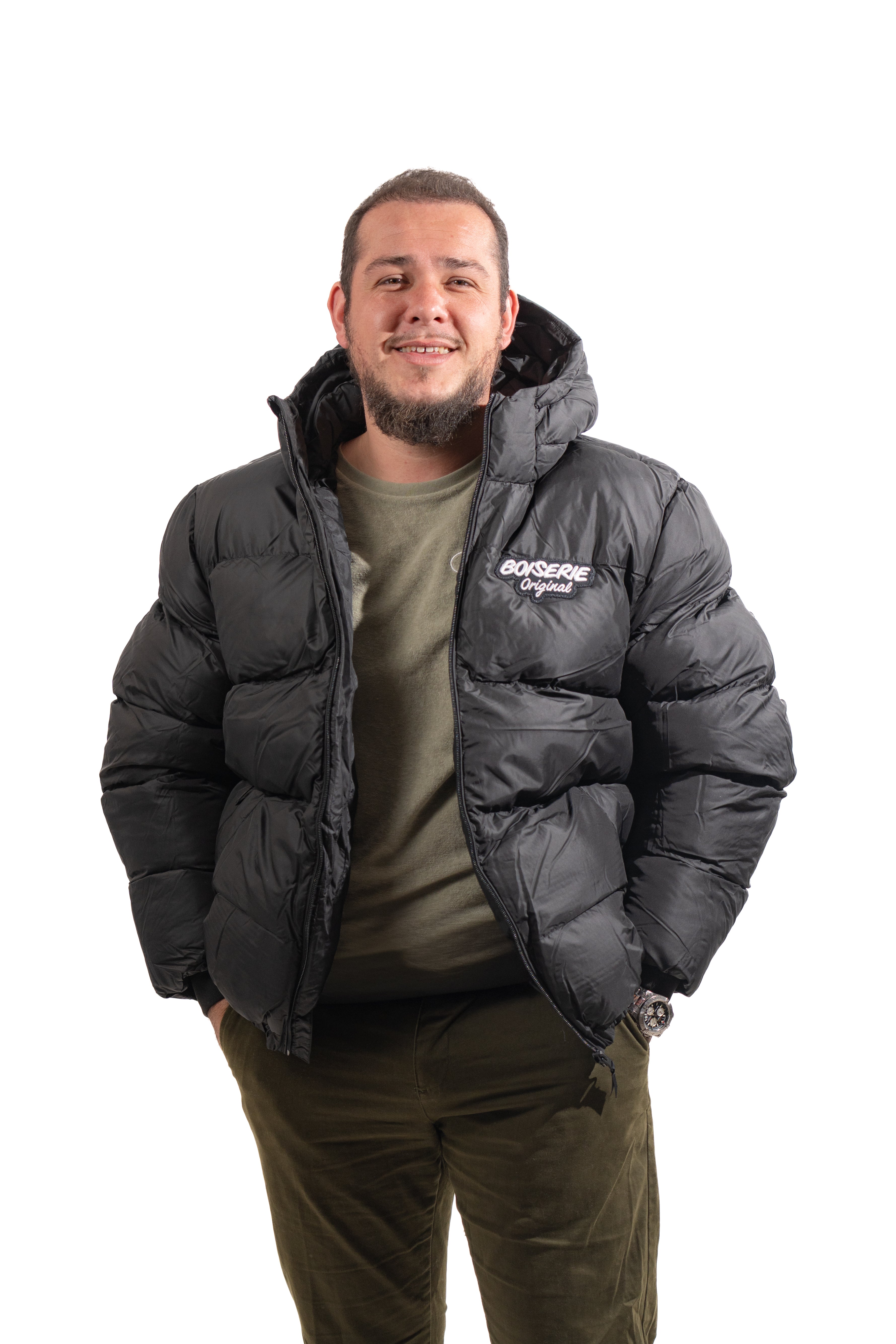 DOUDOUNE NOIR BOISERIE PATCH