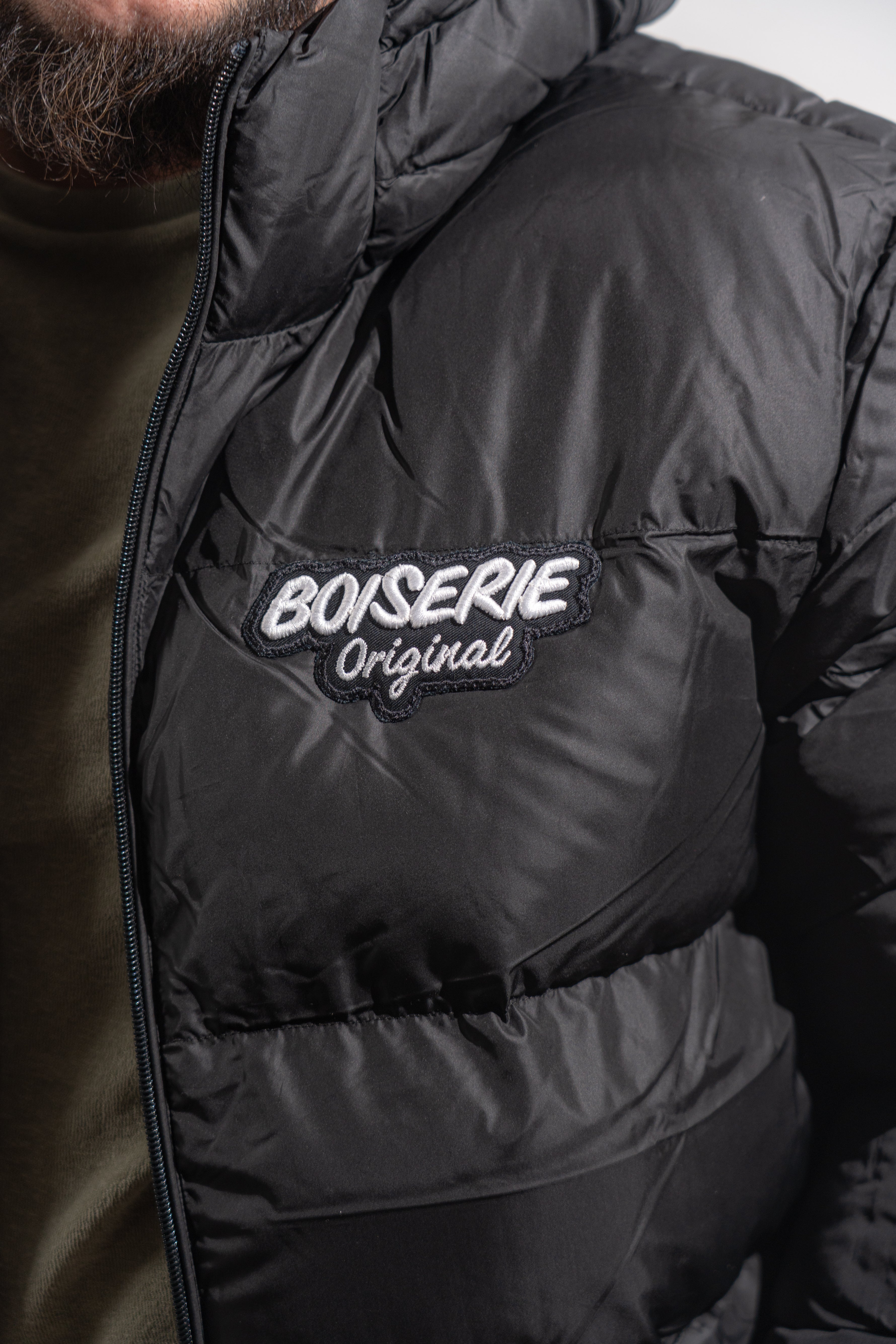 DOUDOUNE NOIR BOISERIE PATCH