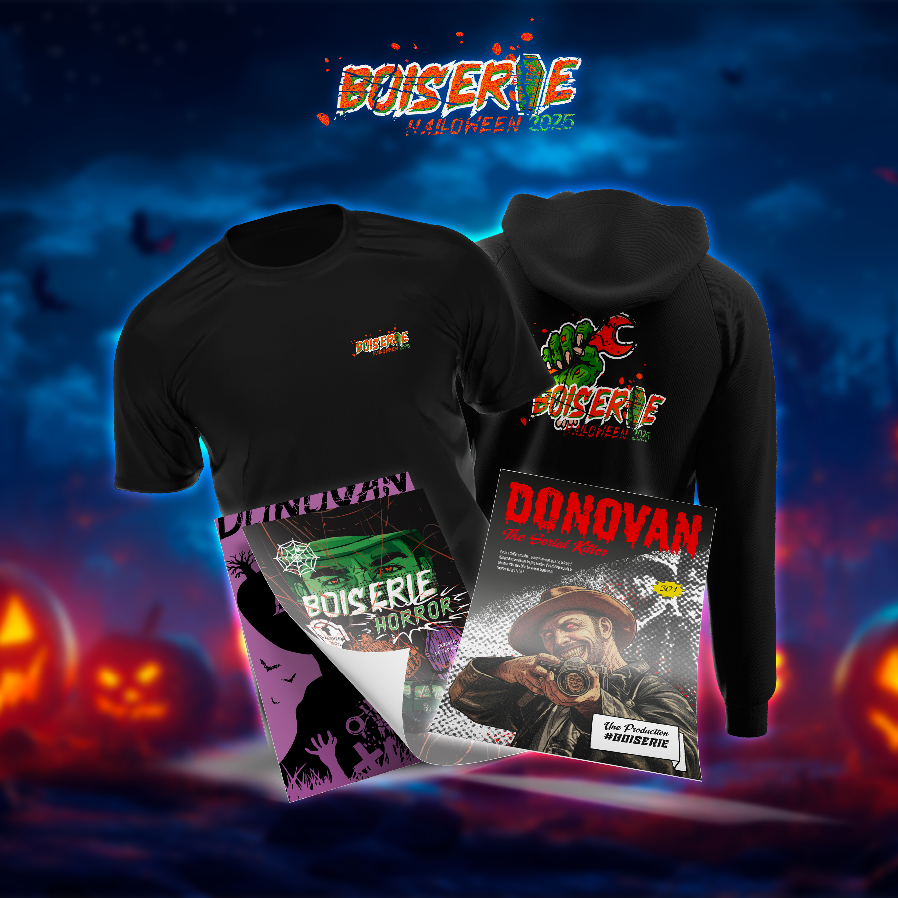Pack T-shirt + Sweat Spécial Halloween 2025 + 3 posters offerts