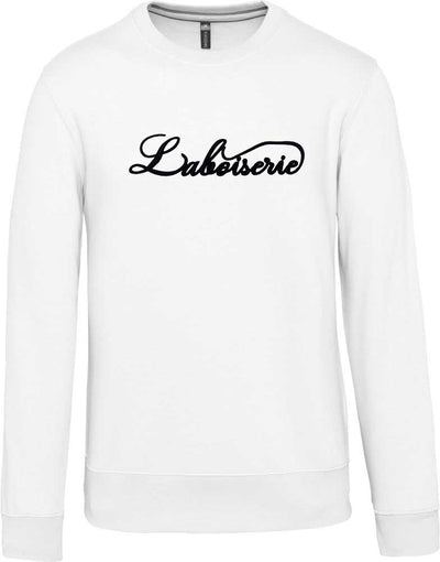 LE PULL BOISERIE BLANC BRODÉ NOIR
